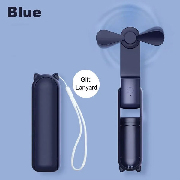 Mini Ventilateur Pliant 2-en-1 – Fraîcheur + Batterie de Secours